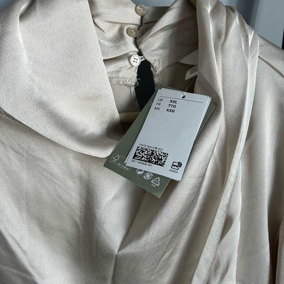 New with tags beige satin blouse. - Picture 2 of 2